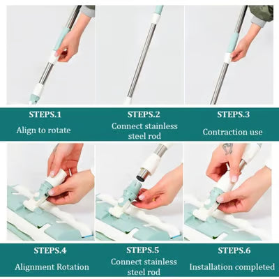 🏆Hot Sale 49% OFF⏳Flat Mop with Stainless Steel Handle with Reusable Washable Mop Cloths