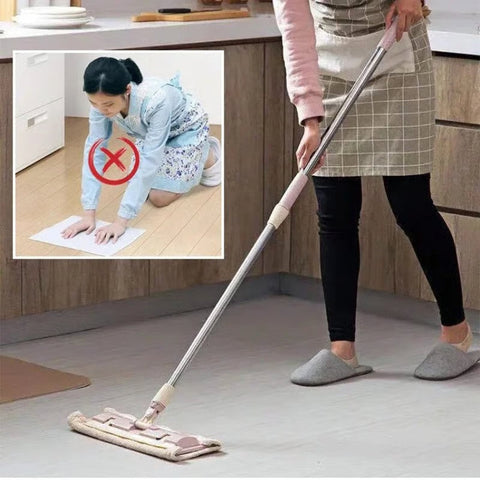 🏆Hot Sale 49% OFF⏳Flat Mop with Stainless Steel Handle with Reusable Washable Mop Cloths